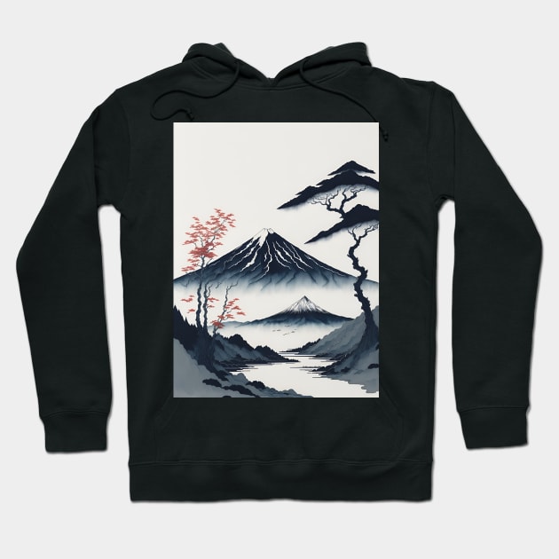 Serene Mount Fuji Sunset - Peaceful River Scenery Hoodie by star trek fanart and more